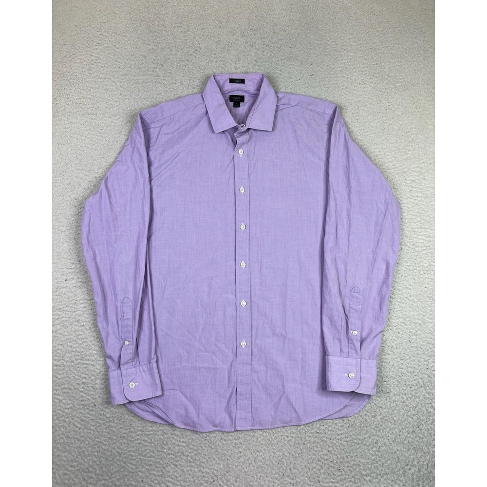 J Crew Ludlow Shirt Mens Large Purple Check 120s 2 Ply Cotton Long Sleeve Dress